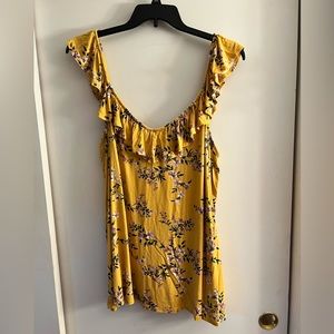 Yellow floral off-shoulder top
